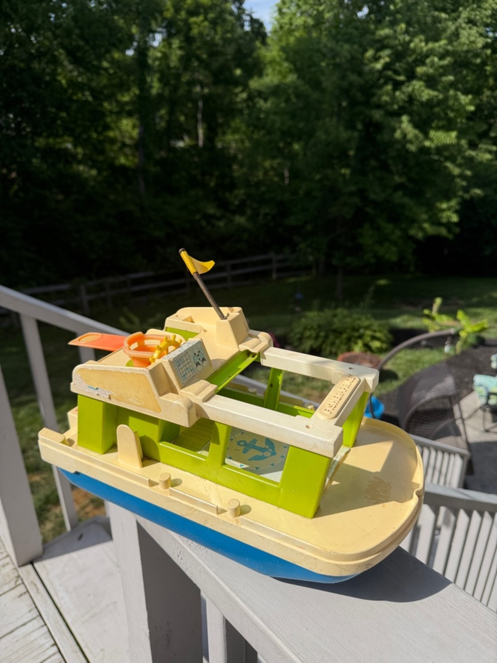 The Fisher Price Little People Play Family Happy Houseboat #985 from 1972